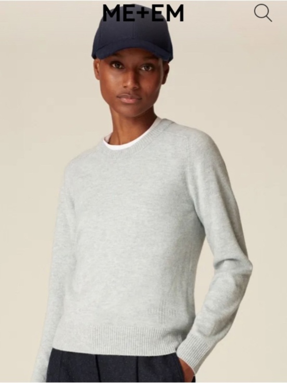 ME+EM Pale Blue-Gray Crewneck 100% Wool Sweater